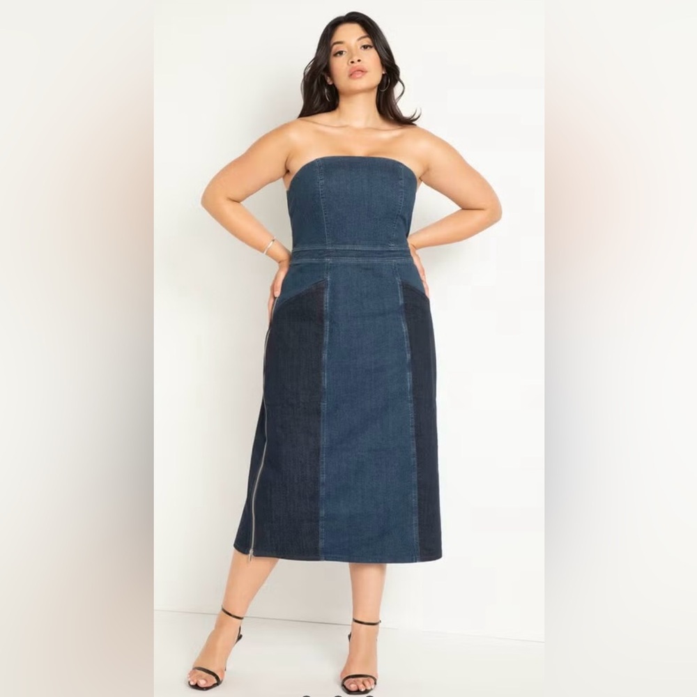 ELOQUII Strapless Denim Dress (NWT)